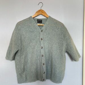 Vintage Light Blue Wool-blend sweater tee with Silver Buttons